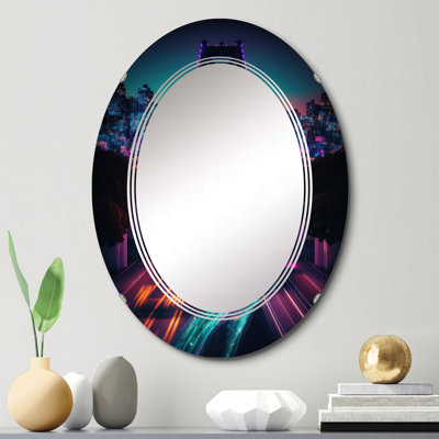 Miroir mural Quantis Futuristic San Francisco Neon I - City