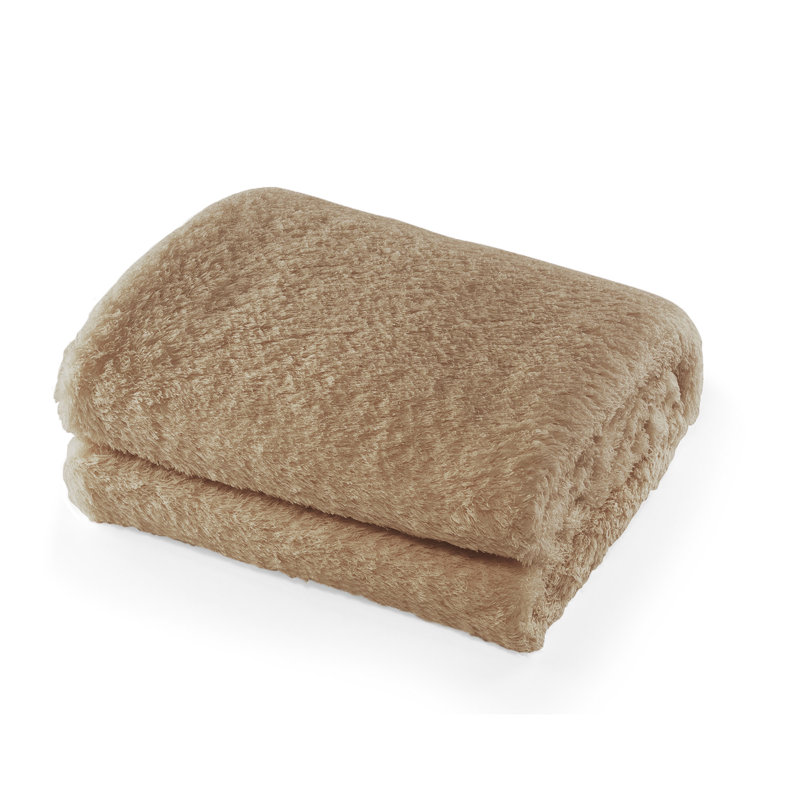 Jeté en sherpa CBCHome Cozy Chenille, Brun pâle, Grand lit