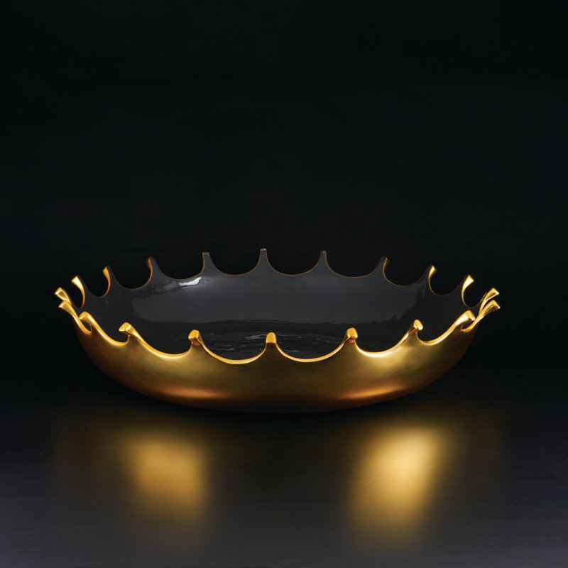 Assiette décorative abstraite en métal limitée et luxueuse limitée en or / gris
