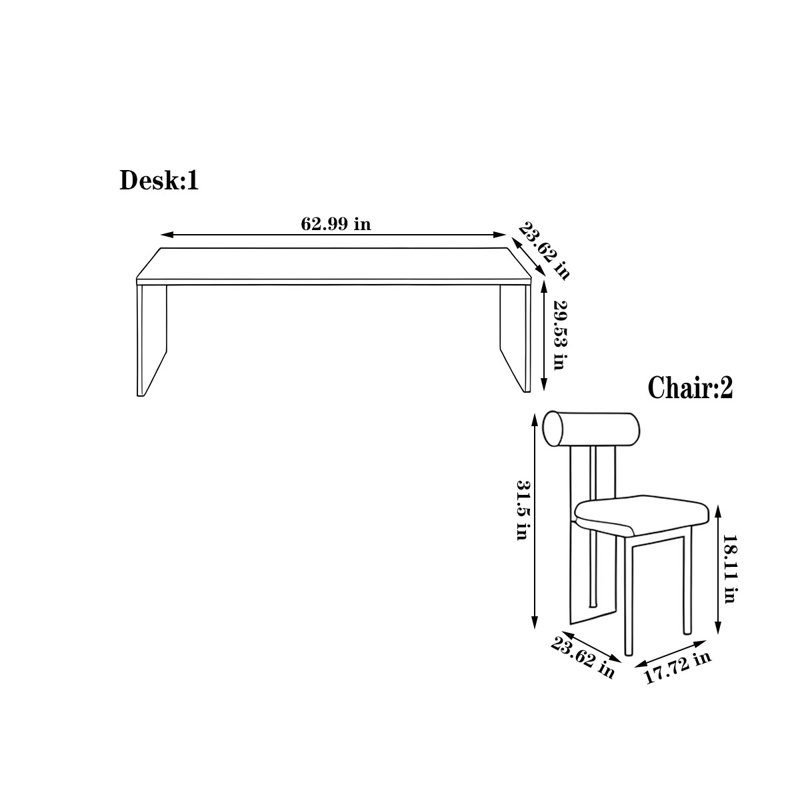 Solid Wood Double Desk, 29.53" H x 62.99" W x 23.62" D
