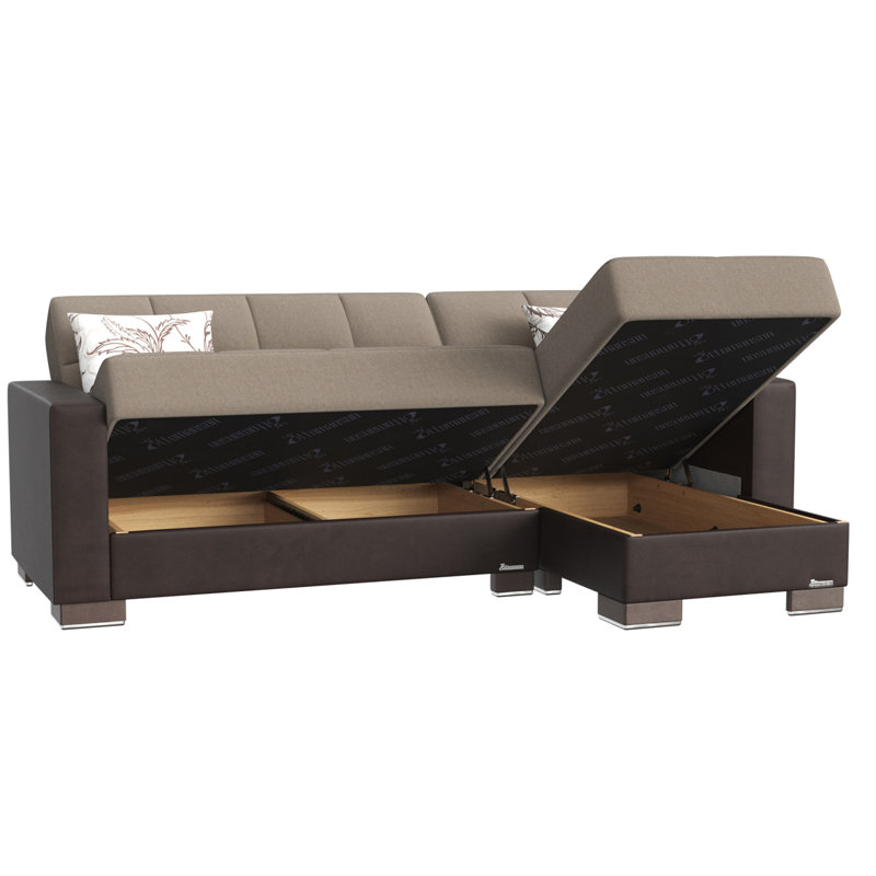 Chaise longue convertible avec rangement Primenest Nimbusflow, Brun