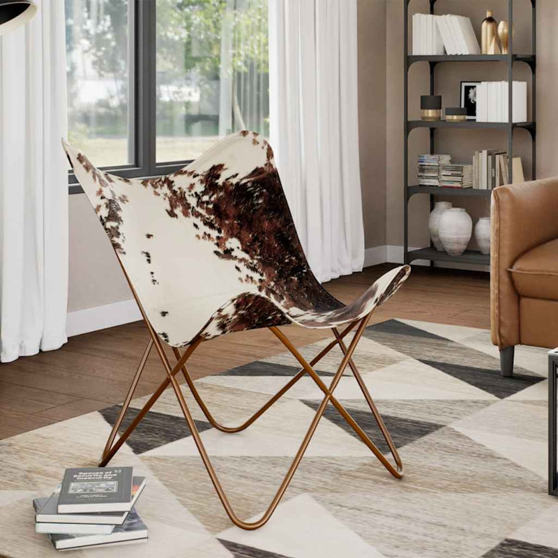 Fauteuil papillon moderne brun et blanc