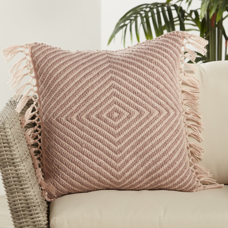 Oakland Geometric Outdoor Throw Pillow, Light Taupe/Beige, No Fill