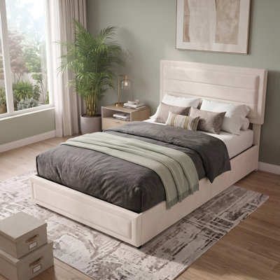 Upholstered Standard Bed with Drawers