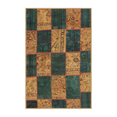Tapis turquoise / brun clair Patchwork