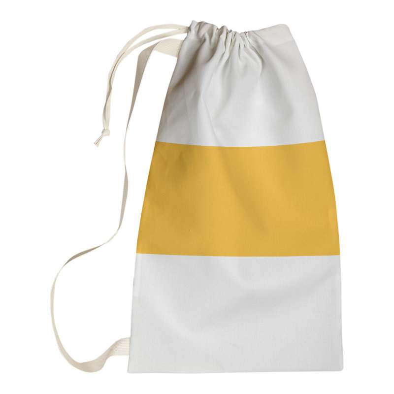Fabric Laundry Bag with Handles, 29" H x 18" W x 1.5" D, White/Pittsburgh Gold/White