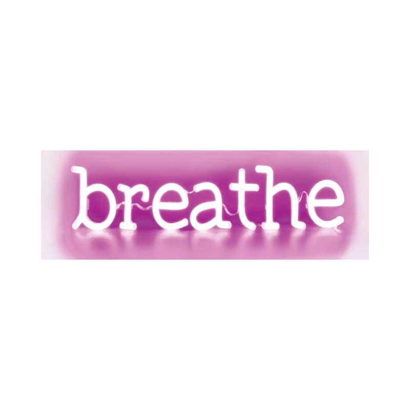 Neon Breathe Pink On White by Hailey Carr - Wrapped Canvas Panoramic Print, 30.48 cm H x 91.44 cm W x 1.91 cm D