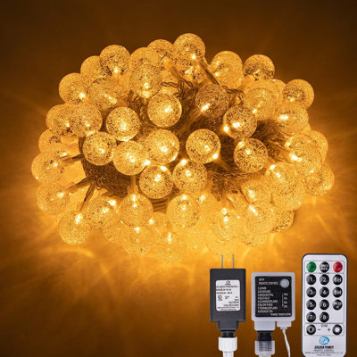 Guirlande lumineuse Kartir 100 DEL 15 m (49 pi) à bulles de cristal pour sapin de Noël, blanc chaud