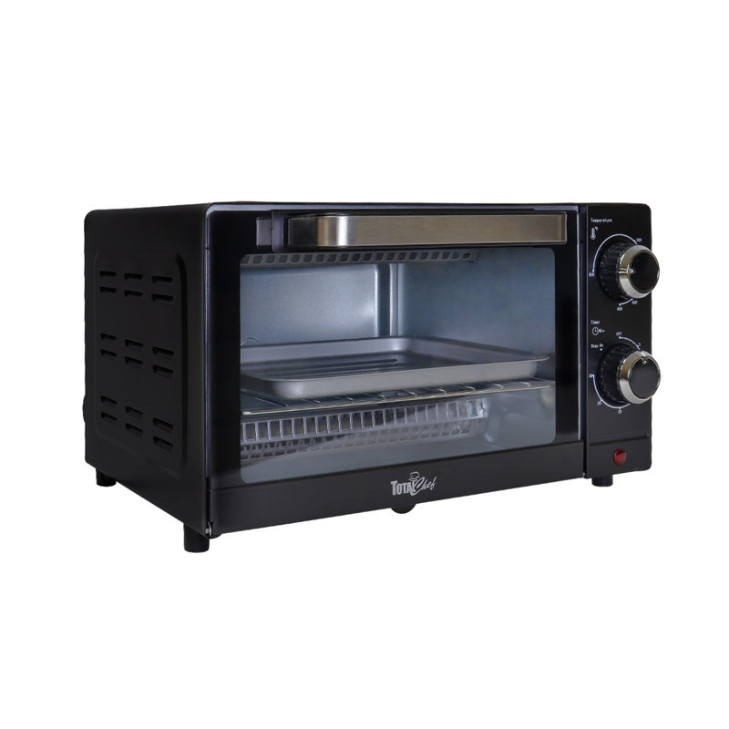 Compact Black Stainless Steel 4-Slice Convection Toaster Oven