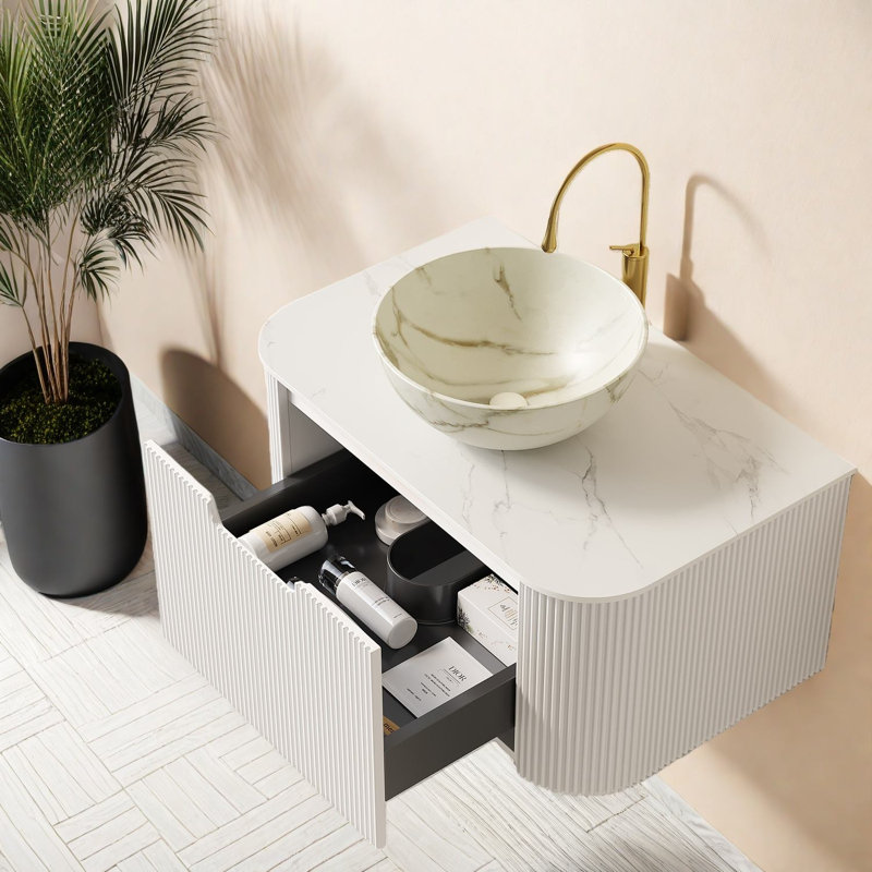 Meuble-lavabo moderne gain d'espace avec lavabo en céramique haut de gamme pour petites cuisines