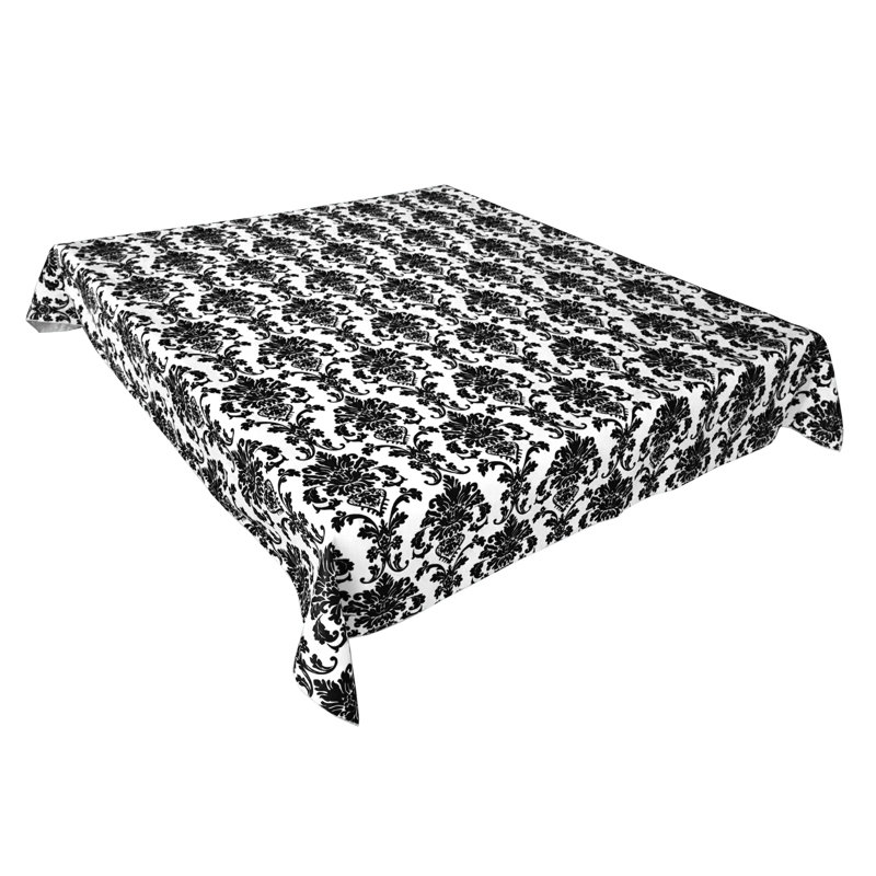 Floral Poplin Damask Tablecloths, White, 84" Rectangle