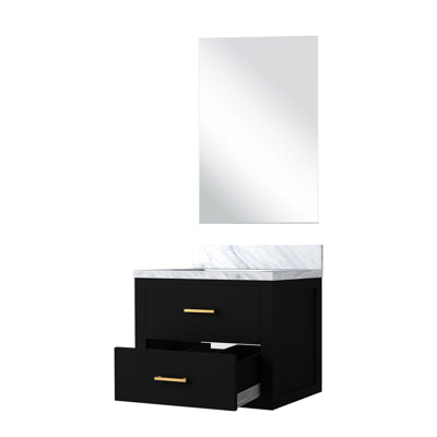 Black Bath Vanity Featuring Acrylic Countertop And 18 In. Included Mirror - Soft Close, Solid Wood Frame, With Wood, Panels