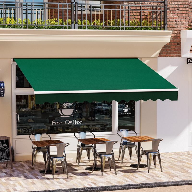 Sol 27 Outdoor 350cm W x 300cm D Fabric Cover Retractable Patio Awning, Green
