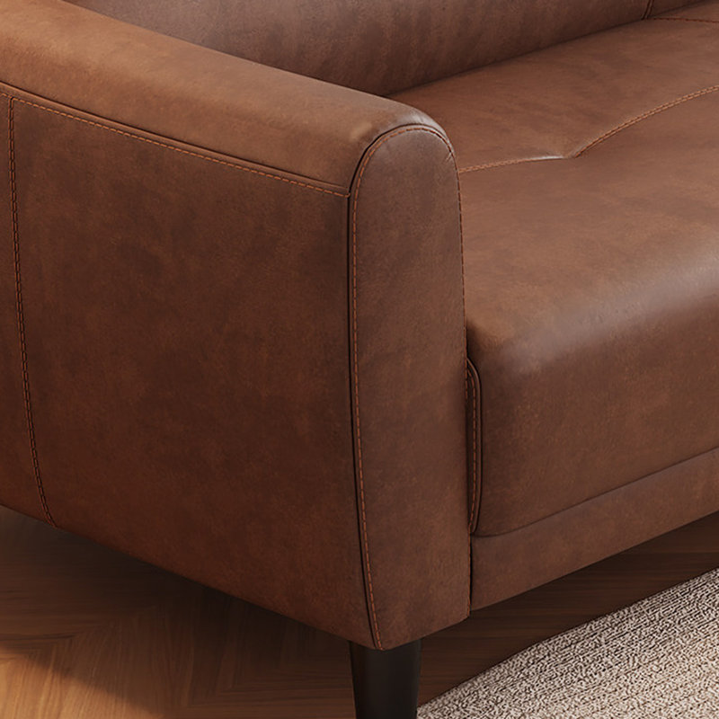 Causeuse-coussin standard en cuir véritable brun, H 31,5 po x l 82,68 po x P 29,53 po