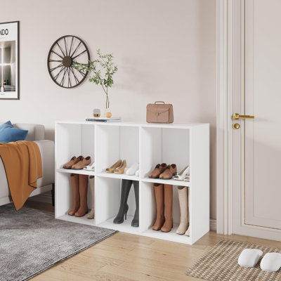 Latitude Run® Shoe Rack, 6 Compartment Open Storage Display Shoes Organizer FSSR016