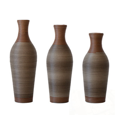 Hand-Woven PVC Rattan Vases Set of 3