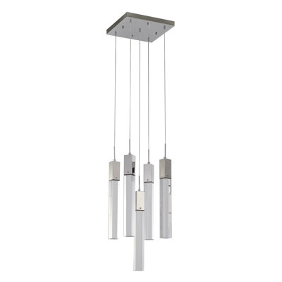 5-Light Chrome Chandelier With A Clear Crystal