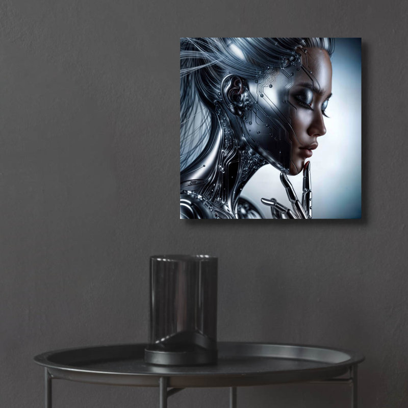  «Electrifiant Face 2» par Rey Klimt, art mural en verre, 12 po x 12 po