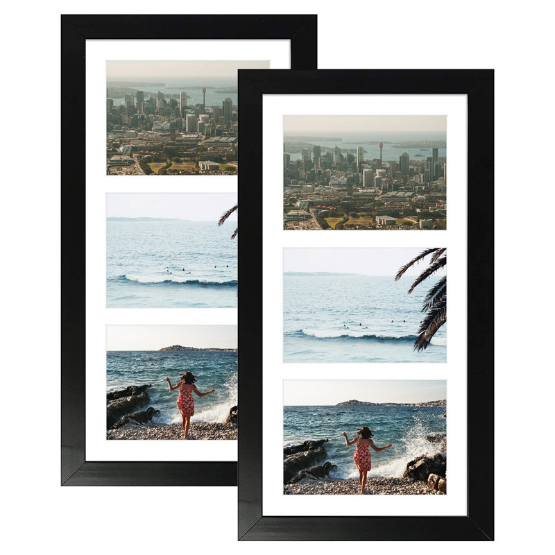 Ensemble de cadres muraux Wood Gallery pour photos 4 x 6 - Basics by Wayfair ™, Noir, 4 po x 6 po, 7 x 14