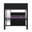 Lit mezzanine double avec bureau à hauteur réglable, garde-robe, grand espace de rangement et lumière RVB, lit mezzanine avec bureau