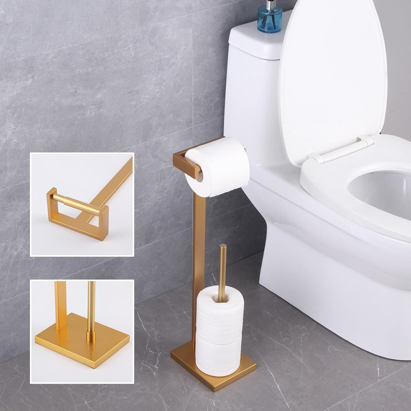 Porte-papier hygiénique sur pied Bath, Doré