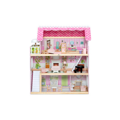 Little Gem Dollhouse - 3-Storey Dollhouse With 4 Rooms - Includes 16 Accessories
