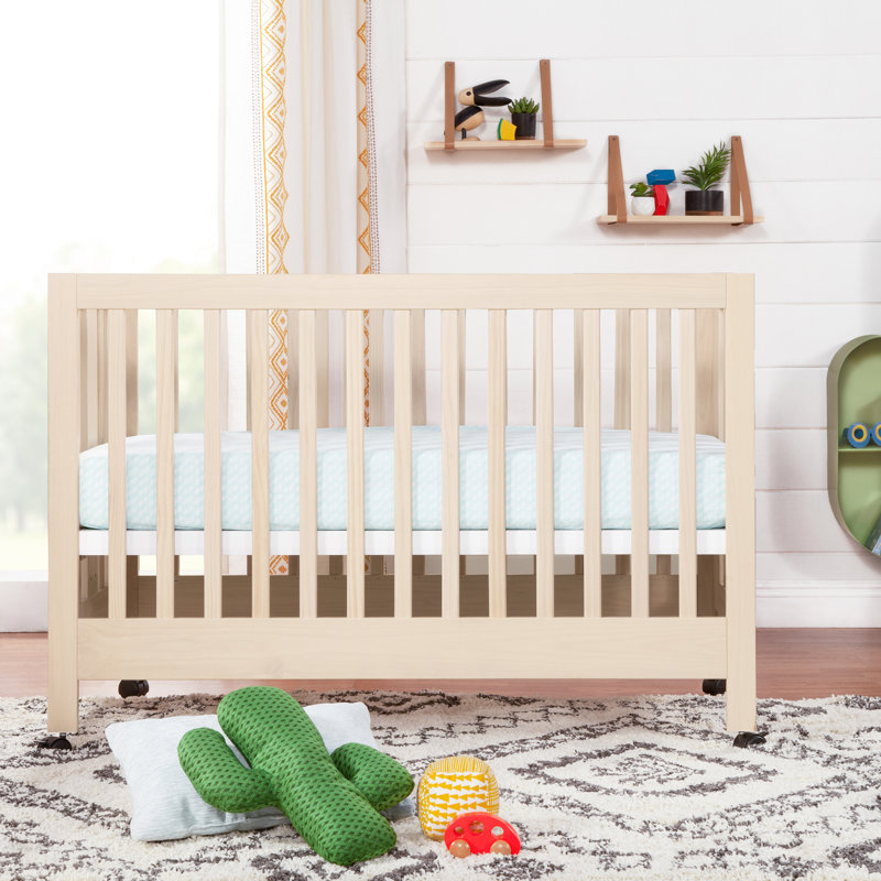 Lit de bébé portatif convertible Maki 2-en-1, Naturel délavé