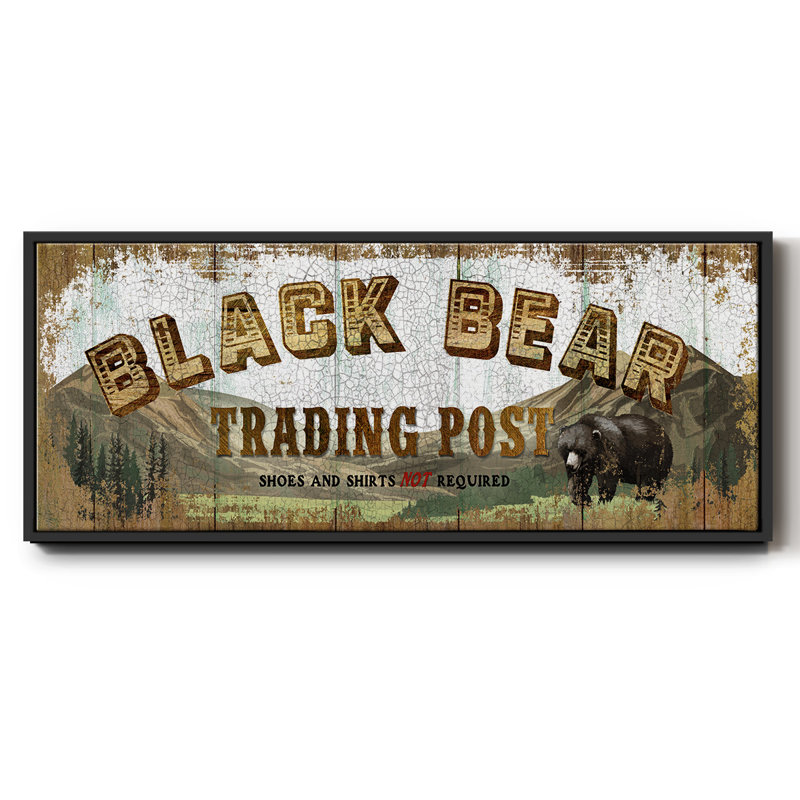 Black Bear Trading Post - Toile encadrée, H 20 po x l 50 po