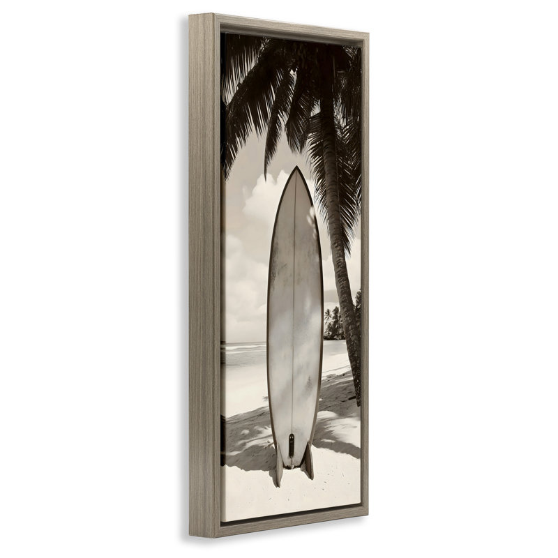 Cadre flottant monochrome Surf Paradise, design par LSR Design Studio, H 25 po x l 11 po, Cadre flottant orme Montalcino