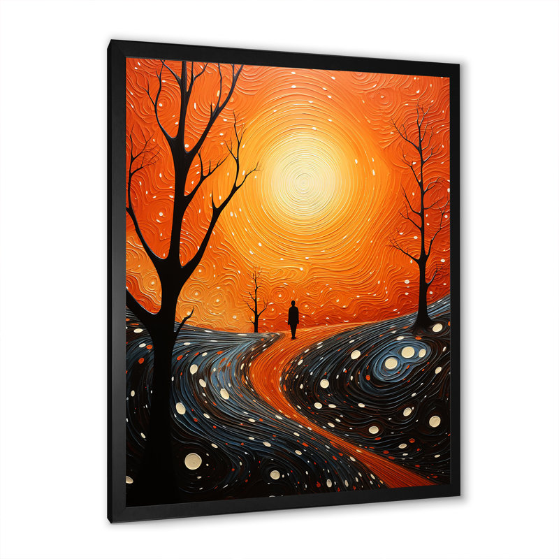 Orangeraie aérienne, pointillisme, salon, art mural, H 44 po x l 34 po x P 1,5 po, Cadre photo noir