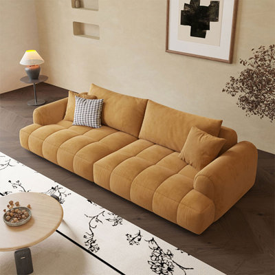 Canapé modulaire en velours jaune
