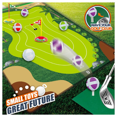 Trimate Golf Game Chipping Mat and Accessories, Training and Practice Golf Travel Set for Kids and Adults, Indoor and Outdoor Hitting Mat and Golf Clubs with Sticky Balls for Kids 3+