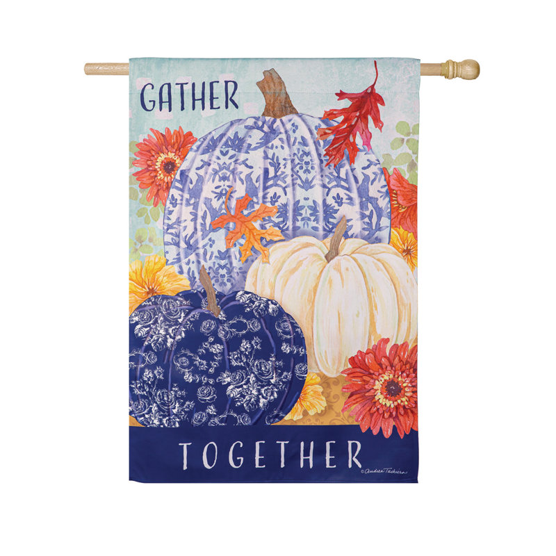 Changing Seasons Pumpkins Suede House Flag