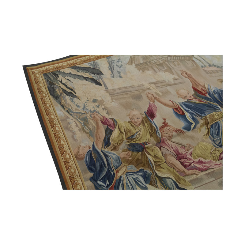 Tapis en laine noué à la main en rouge / beige / bleu / jaune