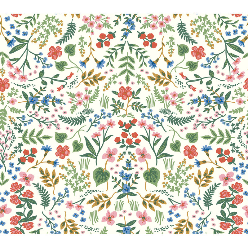 Papier peint adhésif Wildwood, Vert/rose