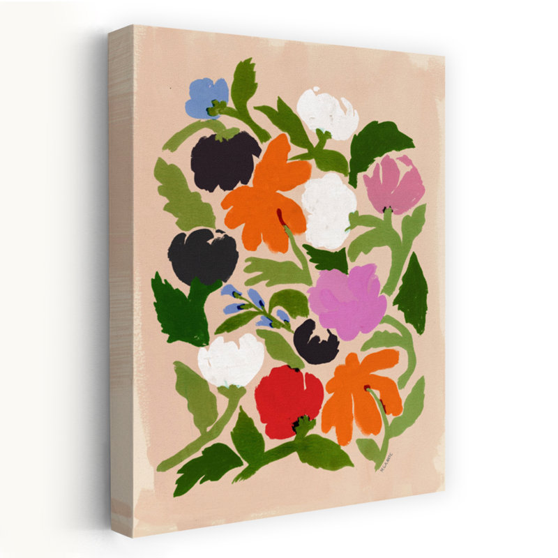 Art contemporain abstrait coloré, fleur moderne, art naturel, H 36 po x l 24 po