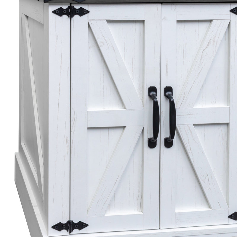Farmhouse Nightstand with Adjustable Shelf, White