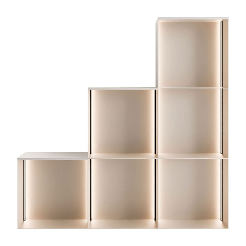 99cm H x 99cm W Metal Bookcase, Cashmere / Cashmere with LED
