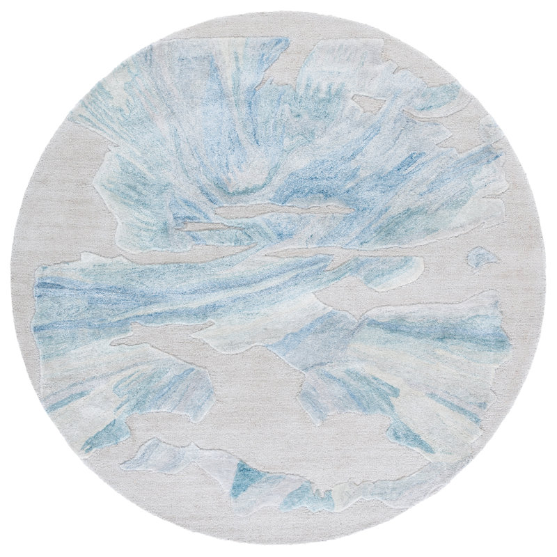 Jatavien Hand Tufted Performance Abstract Rug, Round 6'