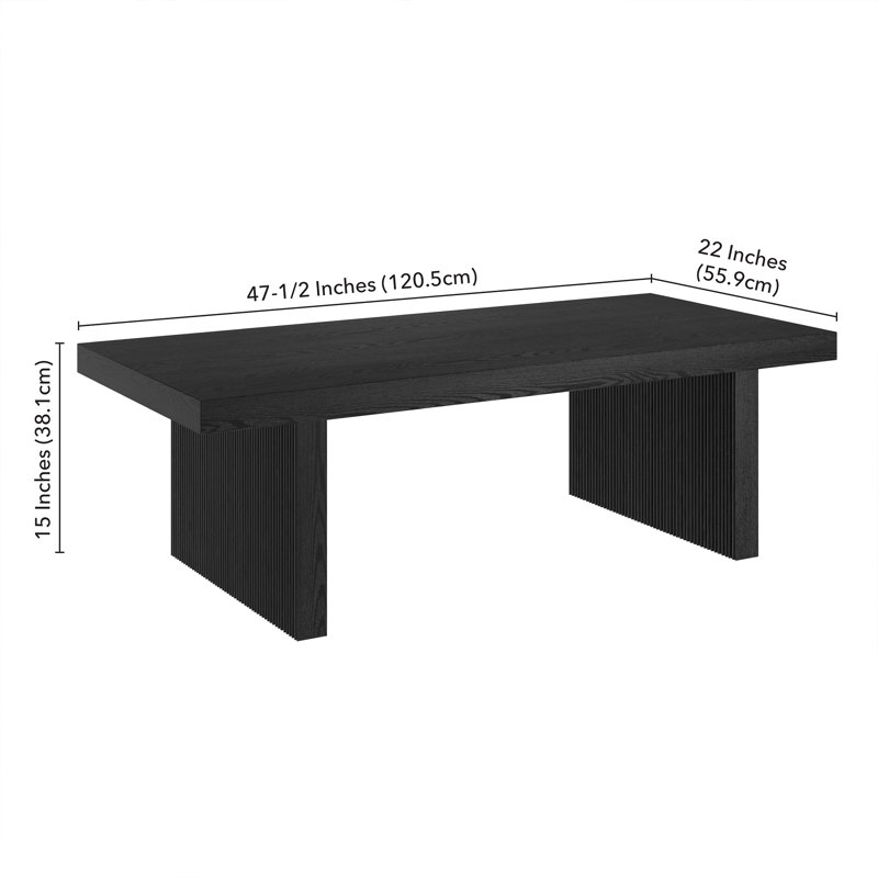 Aleona Wide Rectangular Coffee Table, Black