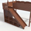 Lit mezzanine simple avec tablettes de rangement et garde-robe, structure en bois massif, glissière amovible, échelles, aucun sommier nécessaire, naturel profond-667965448-667965450