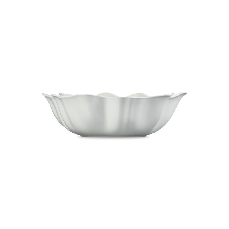 Meringue White Ceramic 15" Petal Serving Bowl