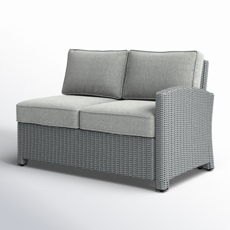 Regina 52.75" Wicker Outdoor Single-Arm Loveseat, Gray, Gray