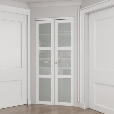 Porte pliante à surface givrée en verre givré