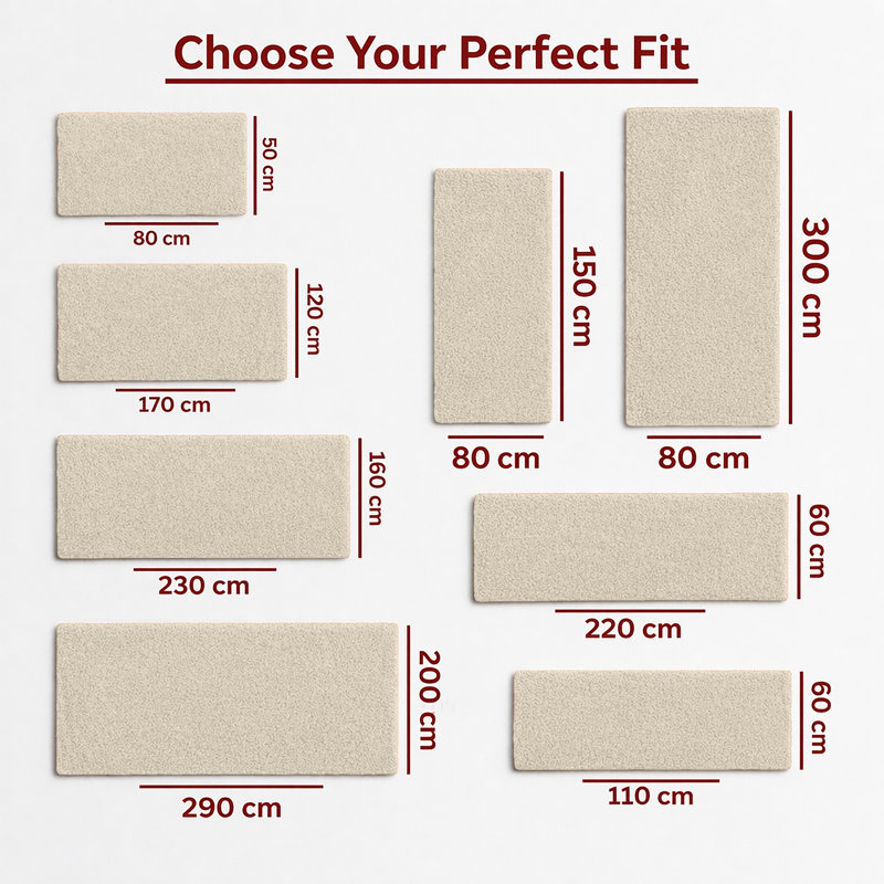 Aspire Homeware Cream Shaggy Area Rug Soft Plush Indoor Carpet, Rectangle 50cm Width X 80cm Length
