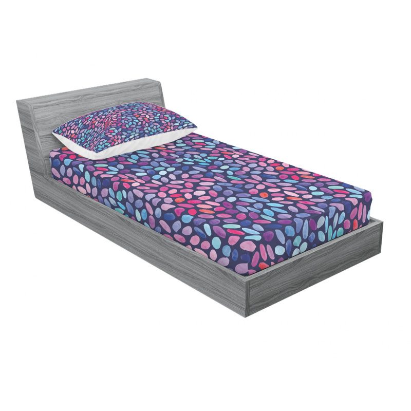 Ensemble de draps géométriques en mosaïque d’eau, Ensemble de draps pour lit simple TG avec drap-hou