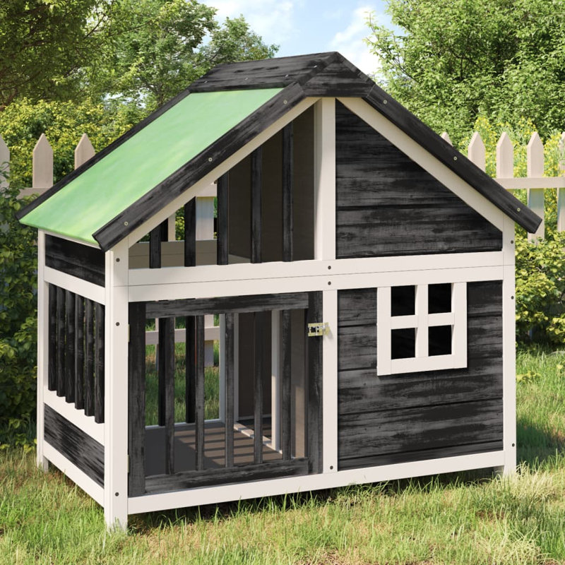 Glenloft Wood Dog House, Grey/White