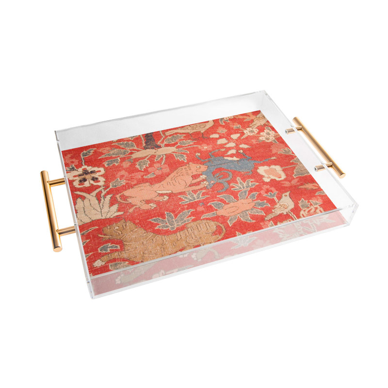 Cassidy Rae Marietta Swiss Cross Remix Acrylic Tray, Gold, Floral