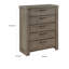 Commode haute 51 po Escano Niti, 5 tiroirs, poignées noires, style planche gris