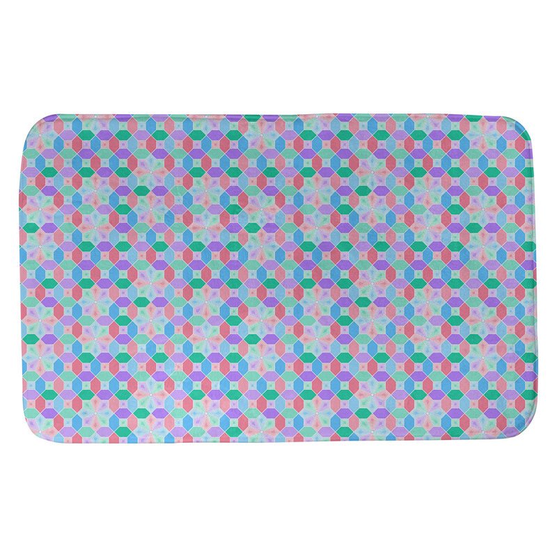 Leffel Memory Foam Non-Slip Bath Rug, 19" W x 26" L, Green/Purple